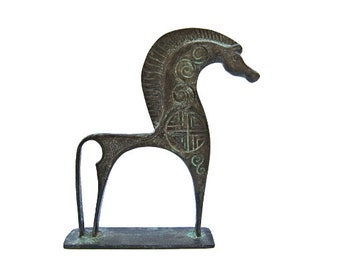 Griechische Bronze Dekoratives Geometrisches Pferd