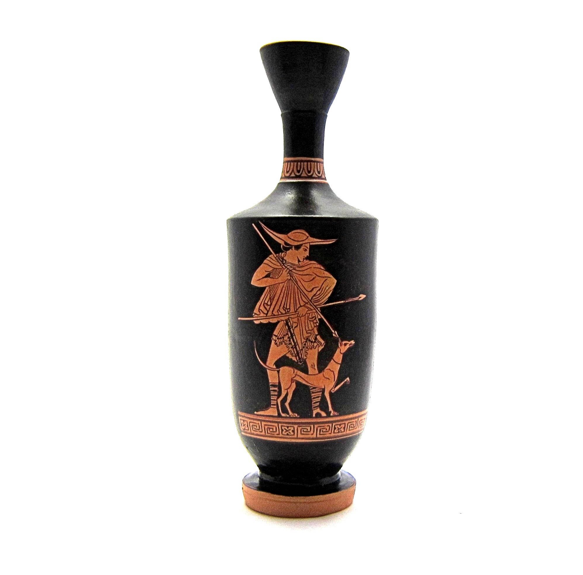 Greek Vase Red figure attic lekythos with Kephalos huntsman Etsy