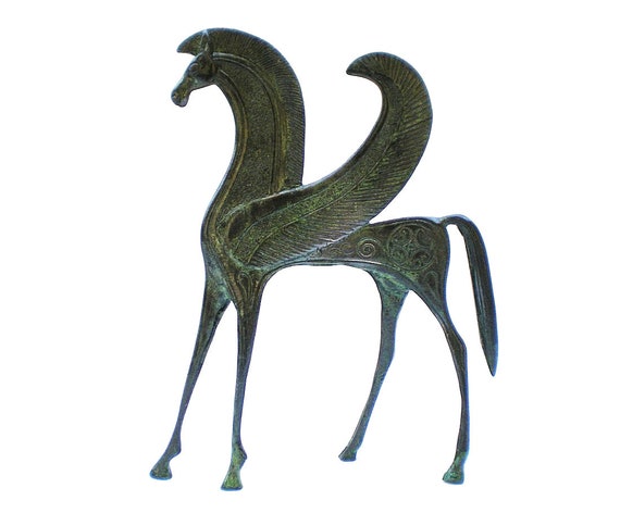 ブロンズ馬像、ペガサス、ブロンズ動物彫刻、金属製馬像、古代ギリシャ