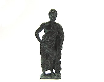 Estatua de bronce de Asklepios Dios de la medicina, copia del Museo verdigris