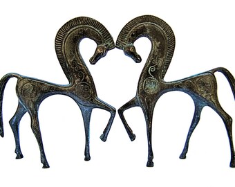 ブロンズ製ギリシャ馬像 - 古代抽象彫刻の馬の置物 - 動物アートギフト