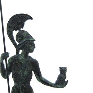 Athena statue holding sacred owl , Godess statue , Bronze Sculpture height 13 inches