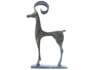 Ancient Greek Bronze Deer Sculpture , Bronze sculpture , Geometrical style