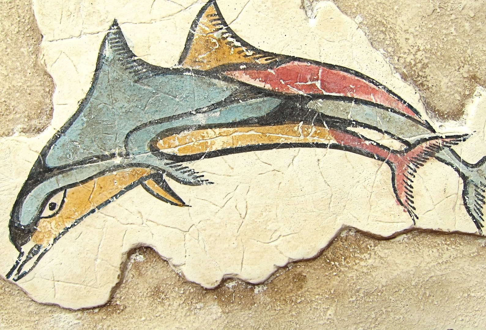 Minoan Dolphins fresco painting from Akrotiri Santorini Thera Etsy