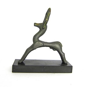 Deer sculpture , Stone casting sculpture with Verdgris effect from National museum of Athens , Quality museum replica