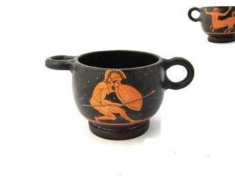 Greek Vase , Attic Red figure warrior and centaur skyphos , Reproduction from private collection terracotta vase