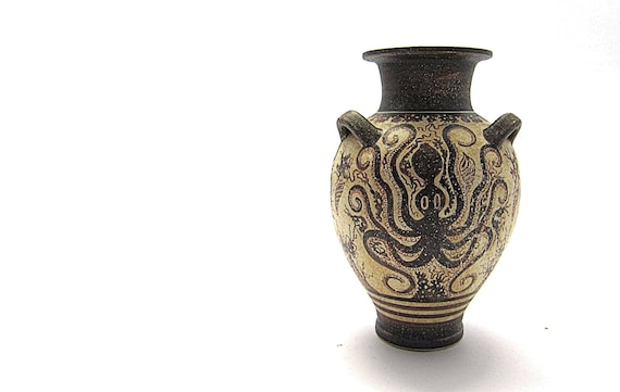 Greek Vase , Mycenaean Pythos octopus vase , reproduction from National Archaeological  Museum of Athens, terracotta vase