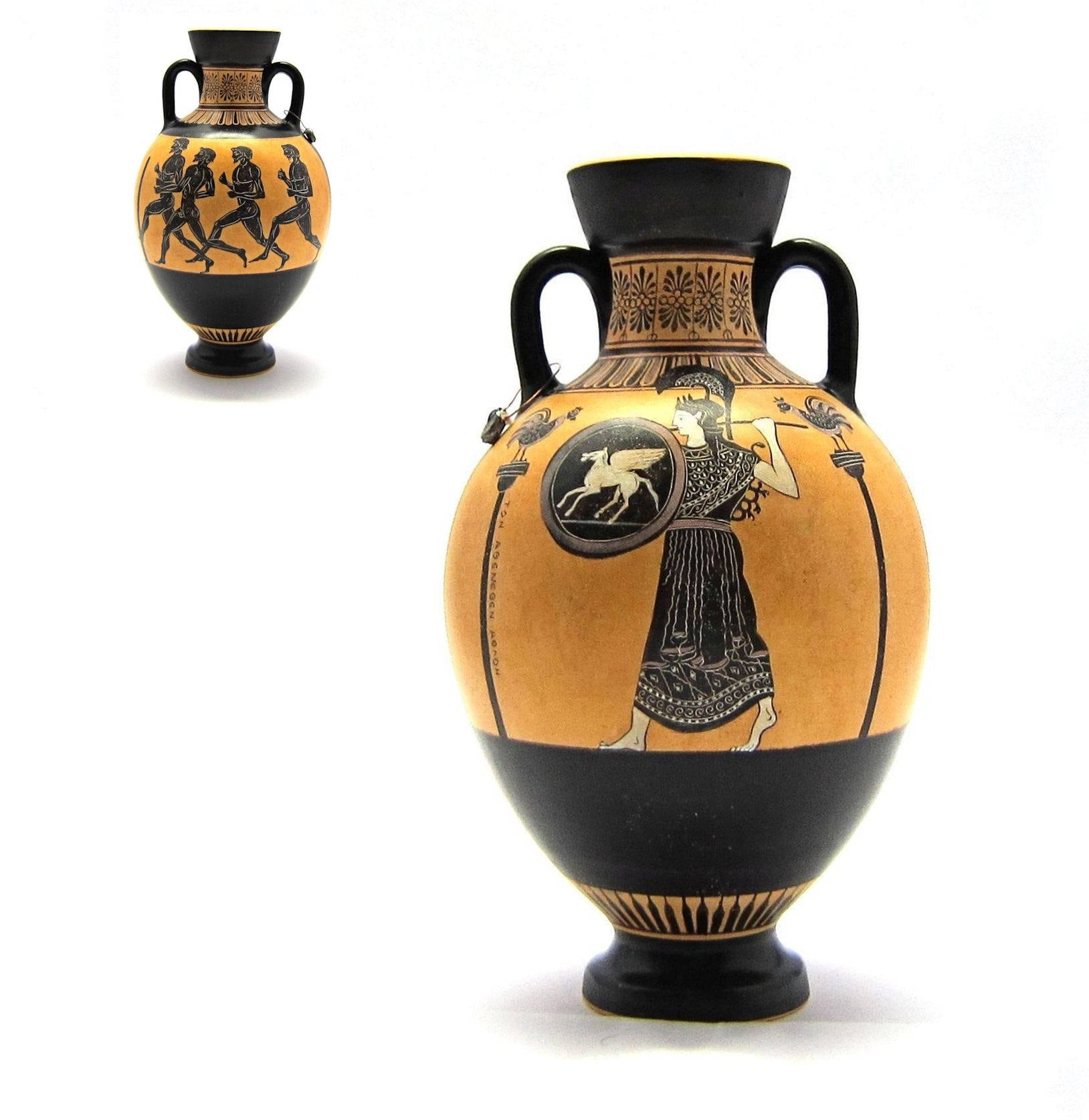 Greek Vase, Black Figure Panathenaic Amphora Reproduction From National Museum Of Athens