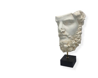 白い彫刻顔レリーフ(ルキウス・ウェルス帝) 大きめの装飾品 ルキウス ウェルス 胸像彫刻 - ローマ皇帝 (大) 55 cm / 21.5
