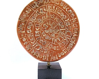 Ancient Greek Museum Reproduction Phaistos Disc , Exact replica from Heraklion Museum Crete