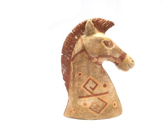 Sculpture de buste de cheval grec en terre cuite, fabriquée en Grèce, cadeau pour lui elle