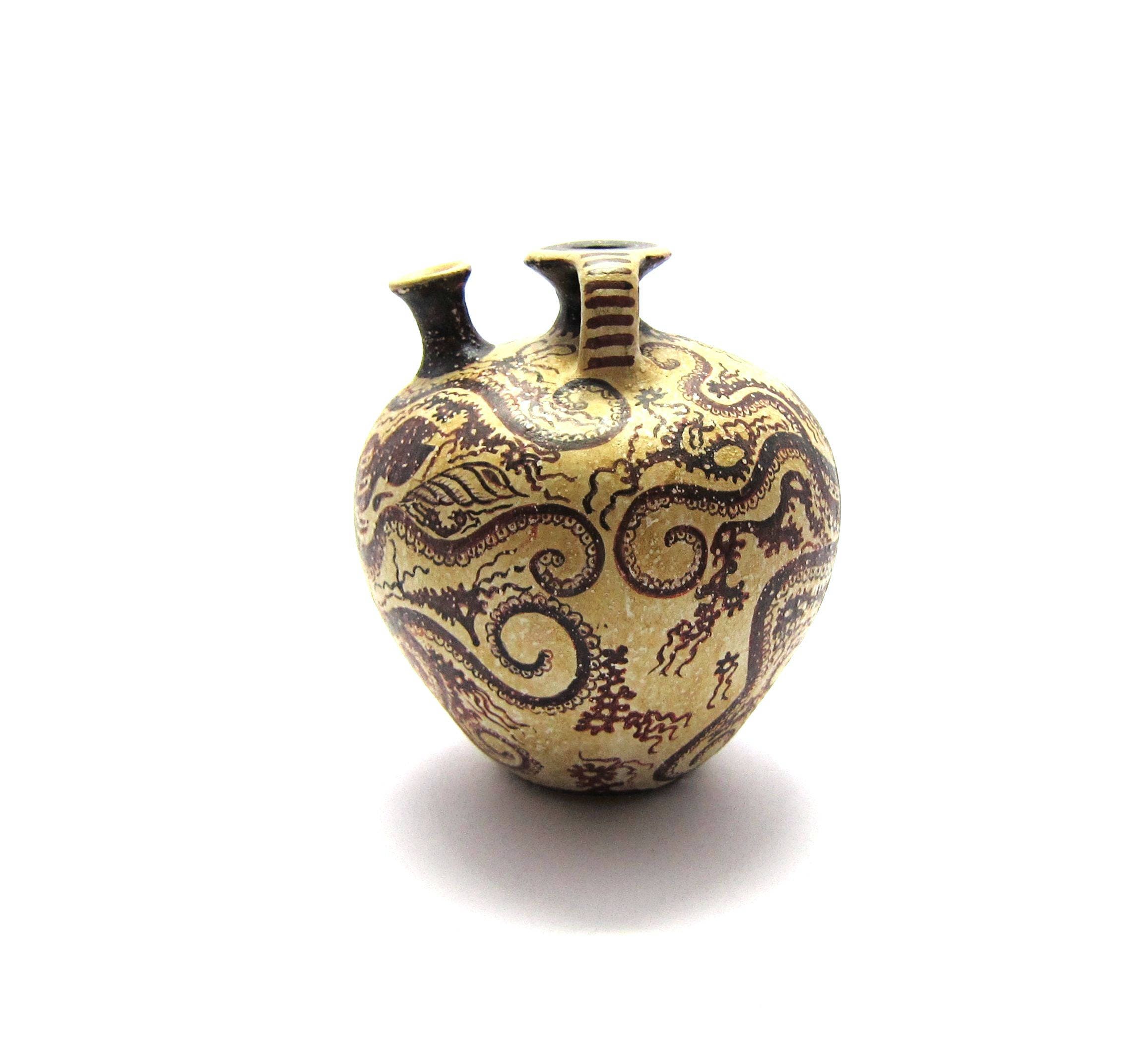 Greek Vase , Minoan Pseudostomos Octopus Vase , Original in