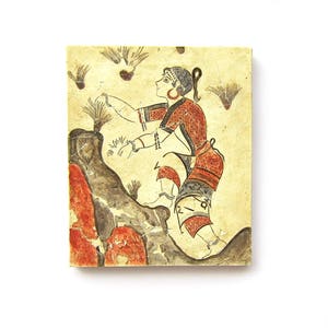 Minoan saffron gatherers  fresco painting from Akrotiri Santorini  , Museum copy for gift for her