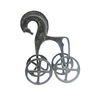 Bronze Sculpture Trojan Horse , Greek Mythology Metal Horse , Horse on wheels