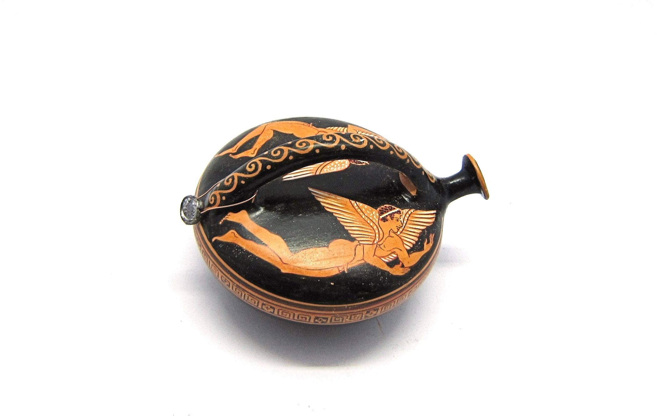 Flaskos, Greek Vase Attic Red Figure Flaskos Of Twins Eros | Love By Painter Makron, Reproduction At Bowdoin College, Brunswick