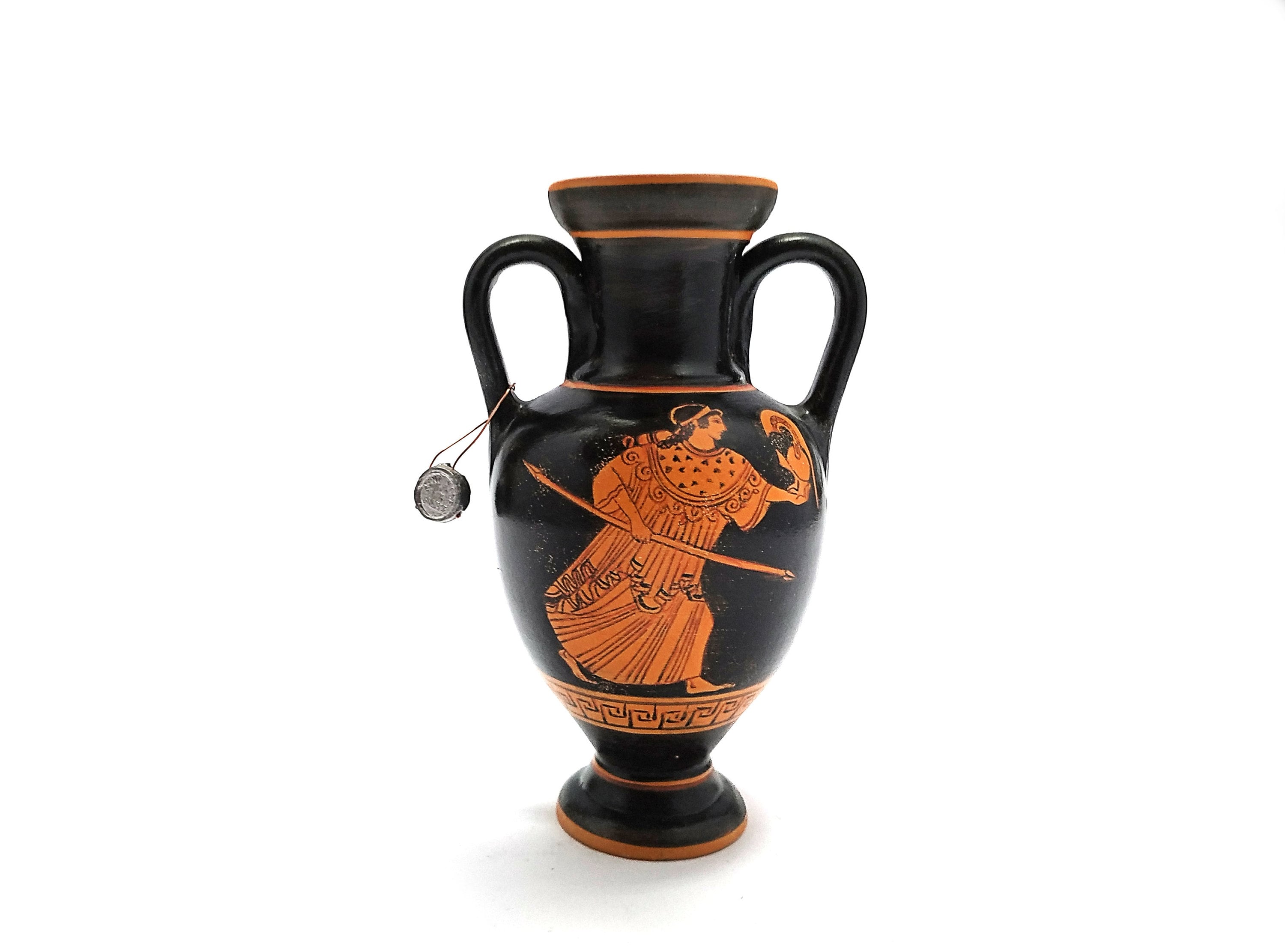 Greek Vase, Classical Attic Red Figure Nolan Amphora Of Athena & Asclepius, Reproduction From Keramikos Museum Athens