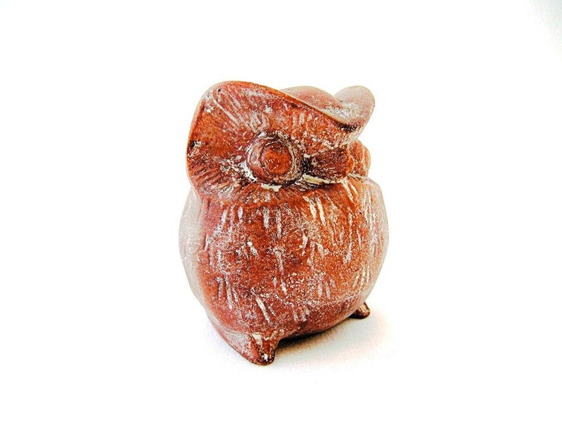 Set of Three Ancient Greek Decorative Owls, terracotta owls , brown owl design image 2