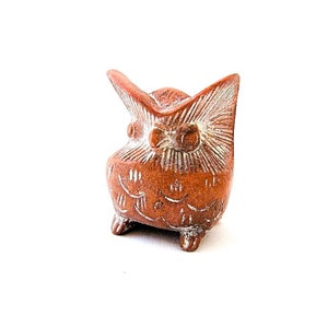 Set of Three Ancient Greek Decorative Owls, terracotta owls , brown owl design image 3