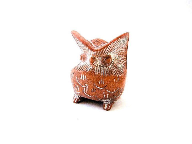 Set of Three Ancient Greek Decorative Owls, terracotta owls , brown owl design image 3