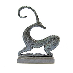 Bronze Sculpture Ibex , Metal Sculpture, Patina colored Sculpture, Hand Made Bronze Sculpture , Christmas gift decor decoration