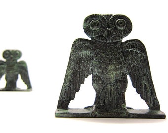 Bronze-Skulptur eines griechischen Eule, Athener Metall-Statue, Kunstmuseum, Athena-Eule