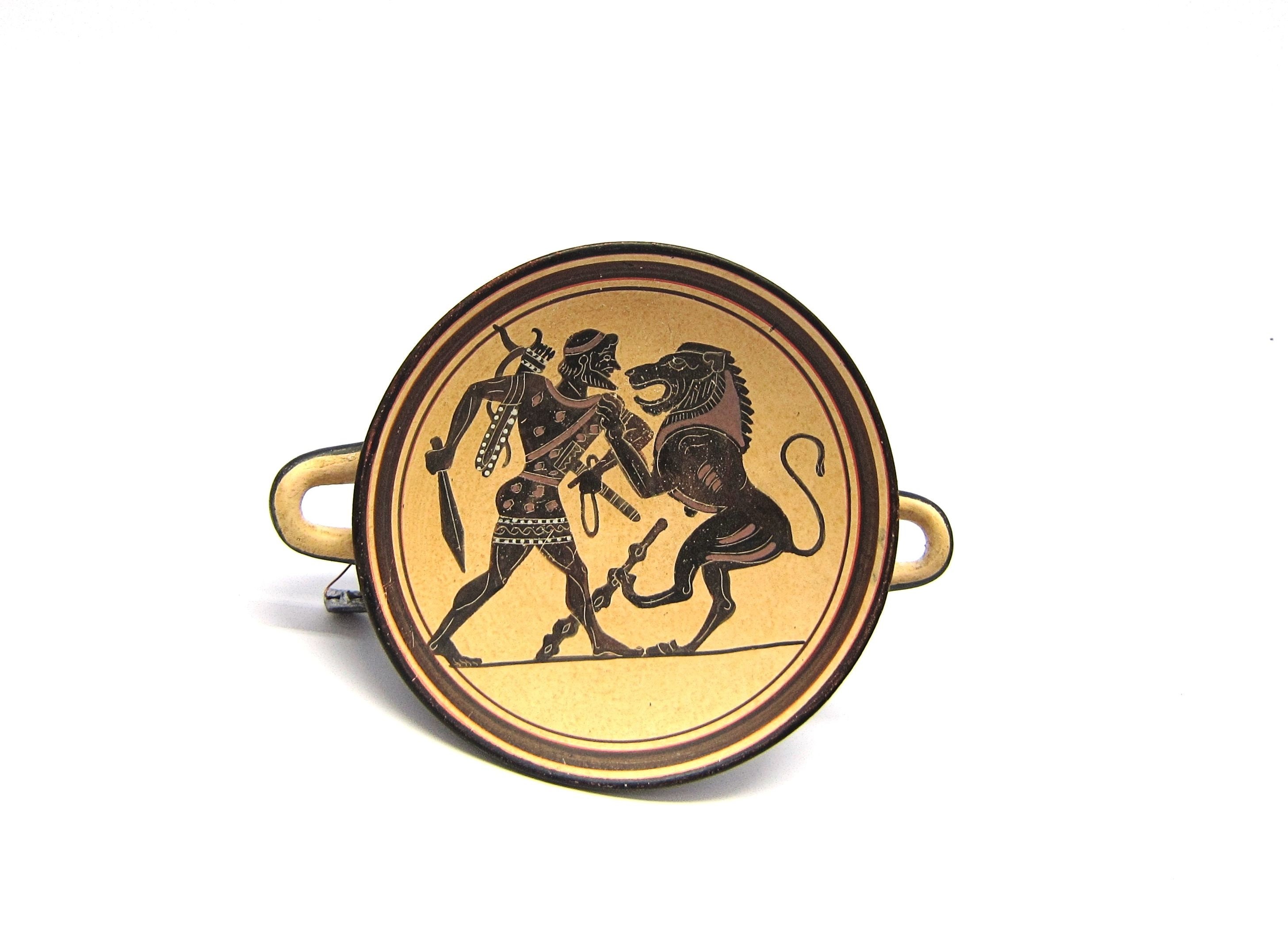Kylix, Greek Vase Attic Black Figured Kylix Of Hercules Killing The Lion Nemea Inspired From Neck Amphora Antimenes