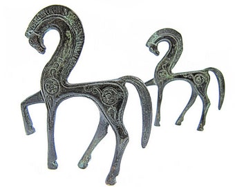 Bronzeskulptur, Pferdestatue, Metallskulptur, griechische Skulptur