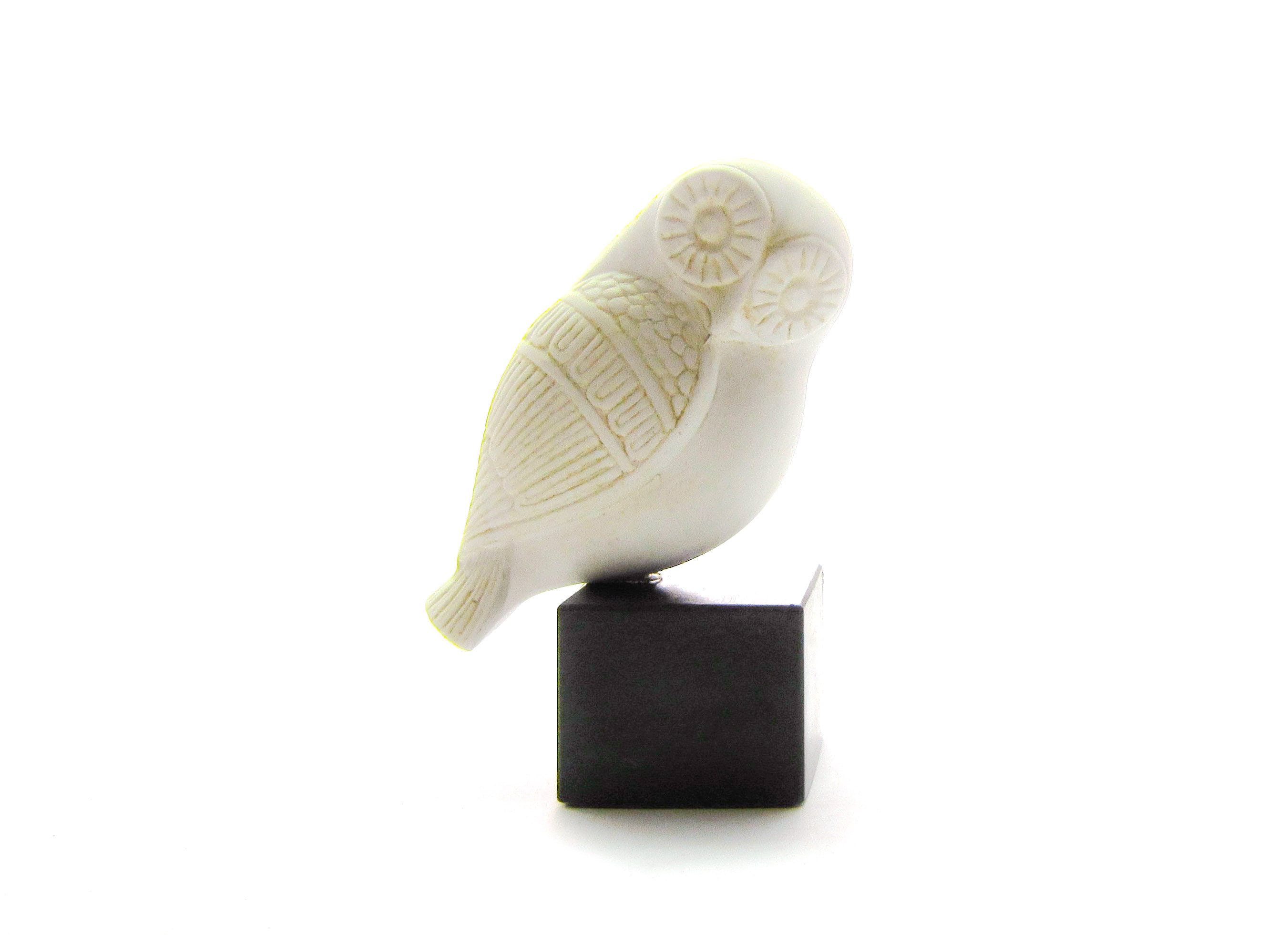 Greek Ancient Decorative Terracotta Owl , Greek white clay owl sculpture