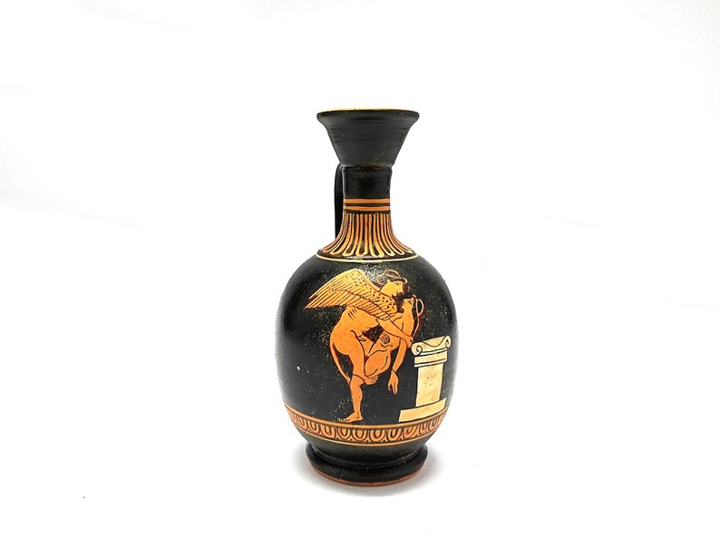 Greek Vase Classical Attic Red Squat Lekythos Sphinx Etsy