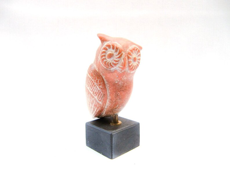 Set of Three Ancient Greek Decorative Owls, terracotta owls , brown owl design image 4