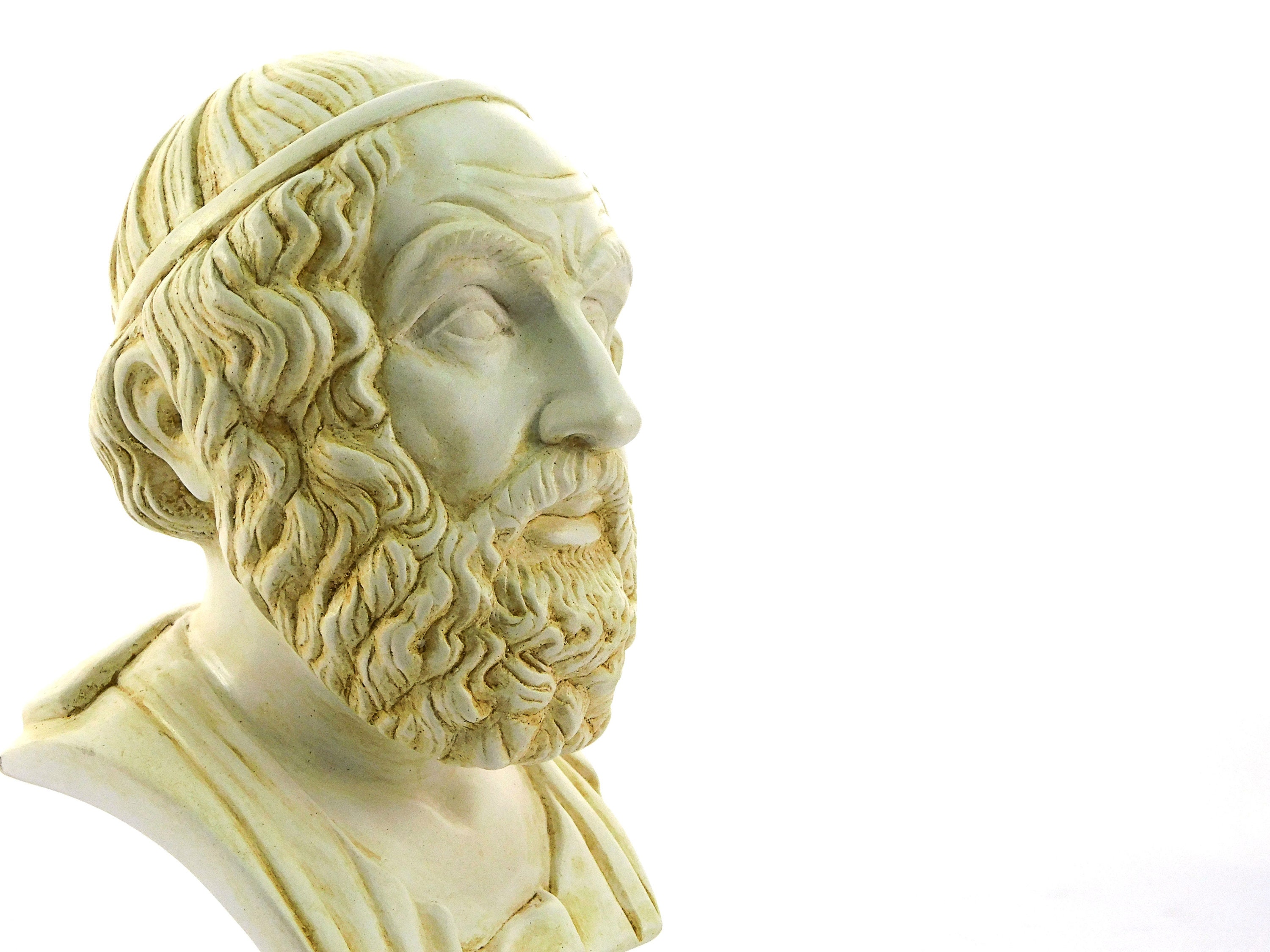 Homer Greek Sculpture Casting Head Of Poet Maker Illiad & Odyssey, Reproduction From Vatican Museum Rome