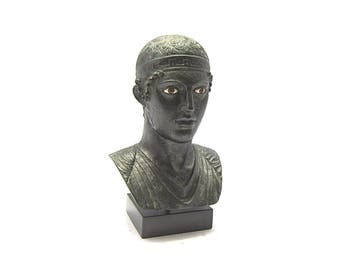 Delphi Charioteer Sculpture, Verdigris Ceramic Casting, Museum Art
