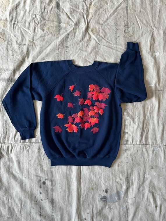 autumn leaves navy sweatshirt