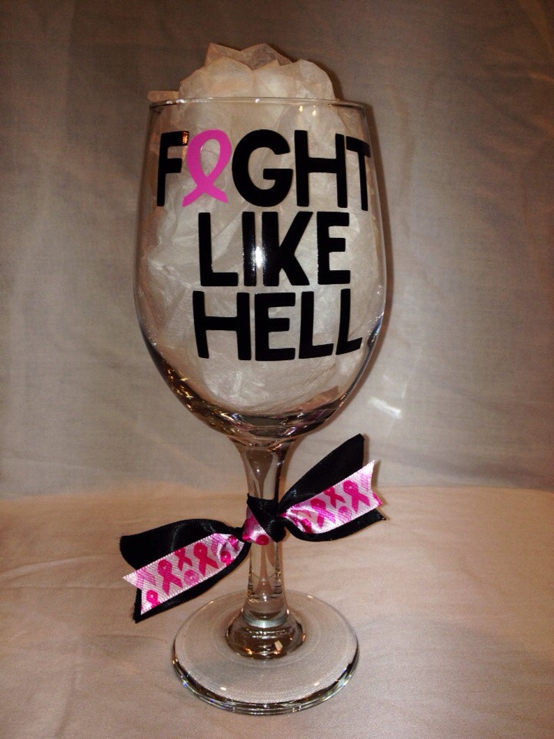 Breast Cancer Awareness Wine Glass Etsy