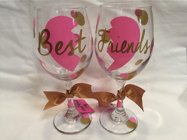 Best Friends Wine Glasses BFF Gift Etsy