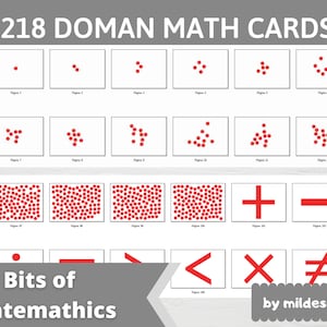 Carte con punti matematici, numeri rossi. 218 Flashcard stampabili, metodo Glenn Doman, flashcard educative per bambini