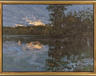 Landscape Painting,Oil on Panel,Tonalism,Contemporary Landscape,Sunset,Dusk,Impressionist Landscape,Framed,Tonalism,Gregory Arnett,2017-0135