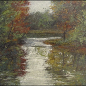 Landscape Painting,Tonalism,Oil on Panel,Tonalist Landscape,Impressionist Landscape,Hudson Valley,Nature Art,Water, Stream,2012-0113