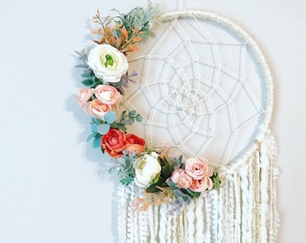 Catcher da sogno, Dreamcatcher floreale, Dream catcher Wall Hanging, Boho Dreamcatcher, Nursery Dreamcatcher, Boho Nursery Dreamcatcher