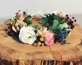 Flower Crown, Floral Crown, Boho Flower Crown, Wedding Crown, Hippie Flower Crown, Bohemian Headpiece, Festival Crown, Flower Head Wreath