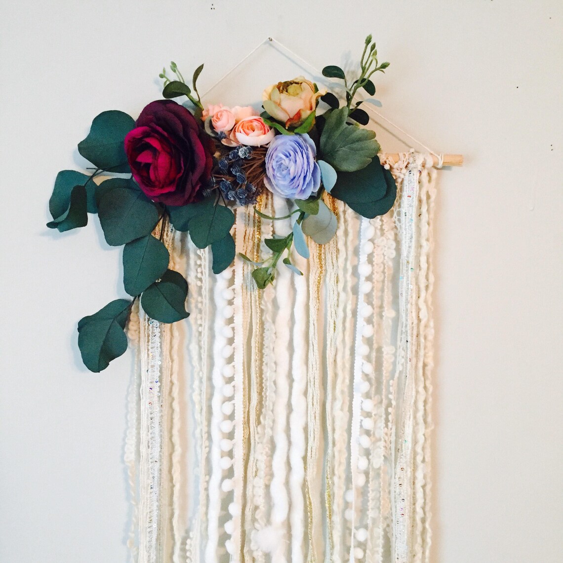 Floral Wall Art Floral Wall Hanging Flower Wall Art Boho Etsy