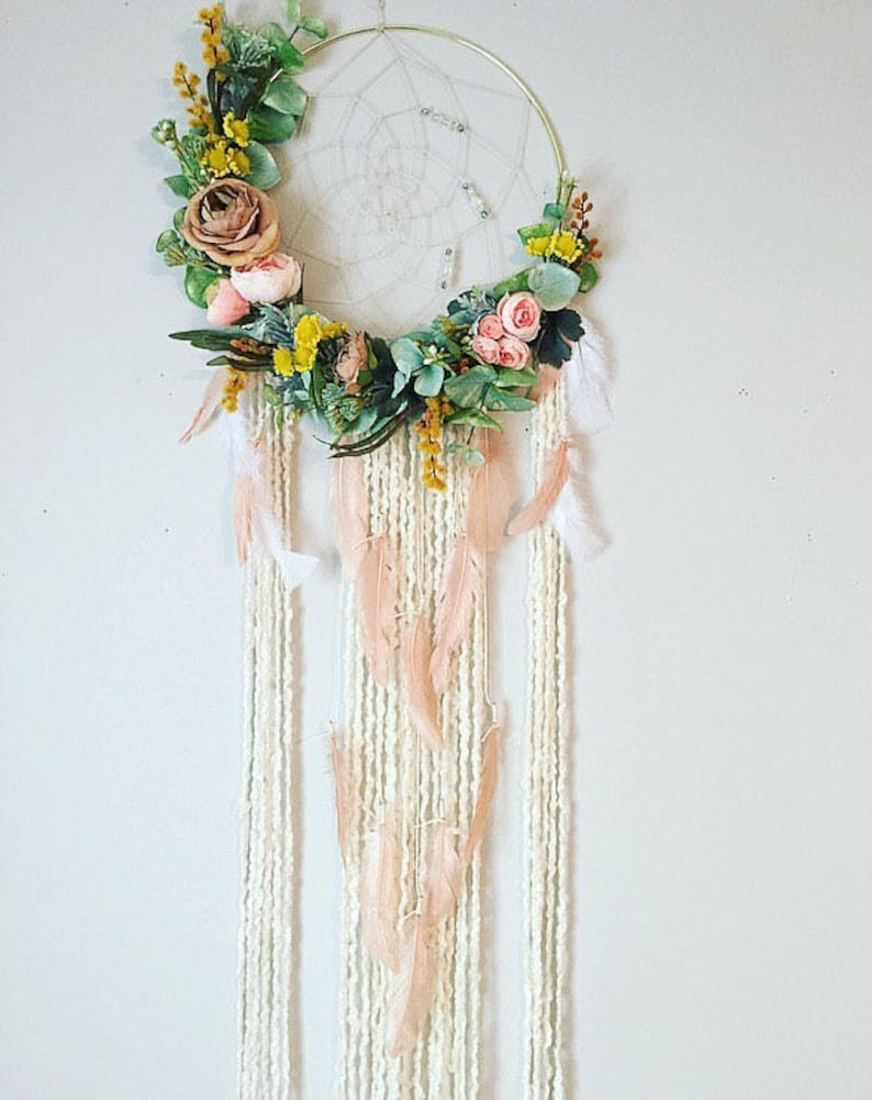 Floral Dream catcher Dream catcher Floral Wall Hanging Etsy
