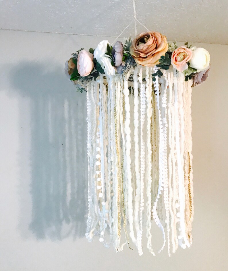 Floral Nursery Mobile Flower Mobile Dreamcatcher Mobile Etsy