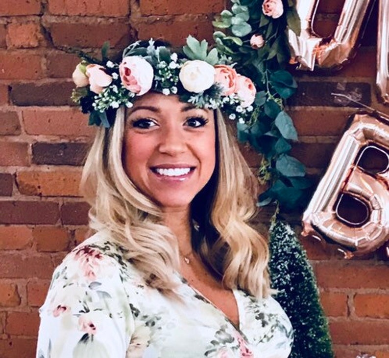 Flower Crown Floral Crown Baby Shower Crown Bridal Crown Etsy