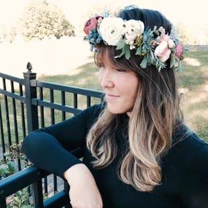 Flower Crown, Floral Crown, Boho Chic Wedding Crown, Greenery & Colorful Flowers, Hippie Flower Crown, Bohemian Headpiece, Festival Crown image 7