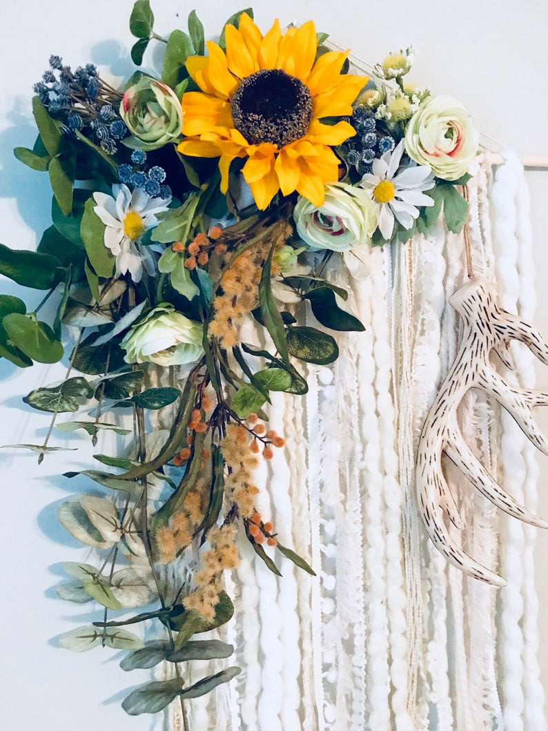 Floral Wall Hanging Nursery Wall Decor Boho Wall Art Etsy