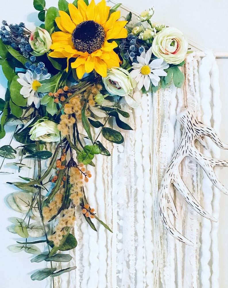 Floral Wall Hanging Nursery Wall Decor Boho Wall Art Etsy