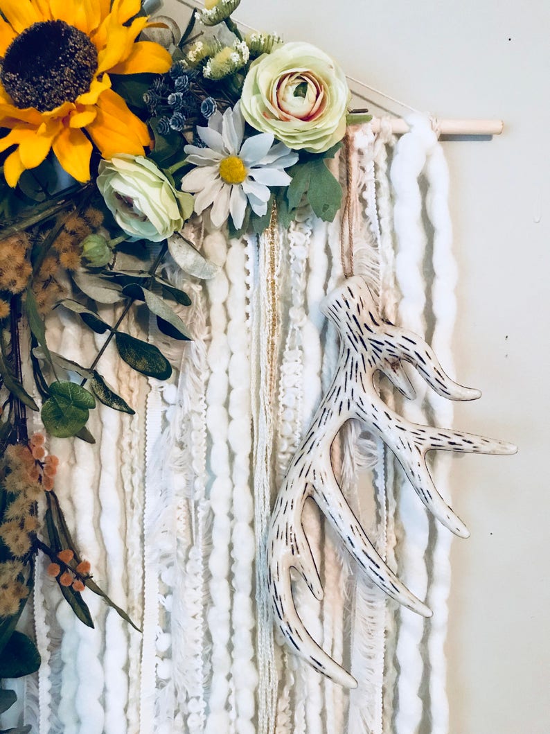 Floral Wall Hanging Nursery Wall Decor Boho Wall Art Etsy