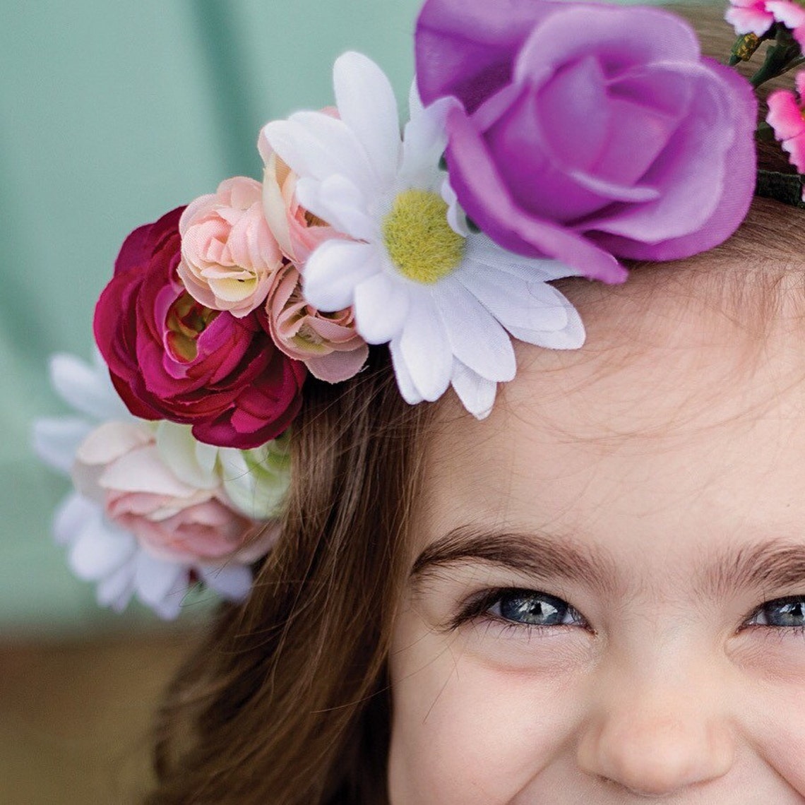 Kids Flower Crown Little Girls Crown Colorful Baby Crown Etsy