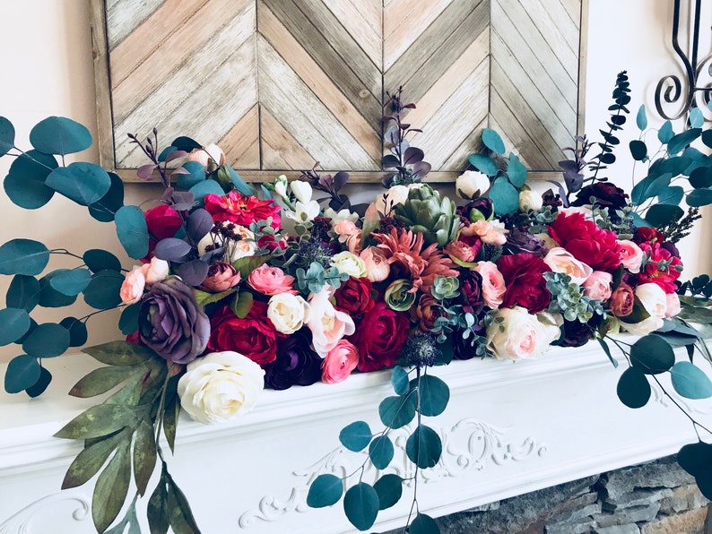 Mantle Decor Mantle Garland Mantle Piece Floral Garland Etsy